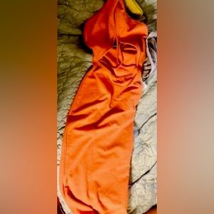 Pretty Little Thing Women’s Sexy Orange Halter Dress Size 4